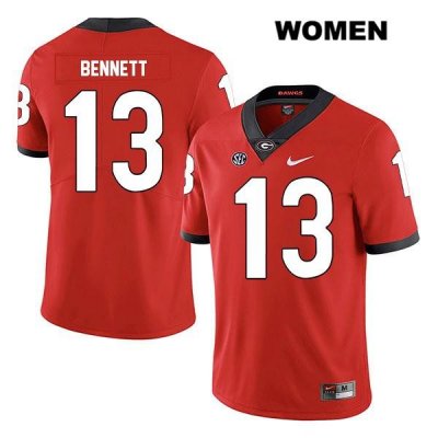 Women's Georgia Bulldogs NCAA #13 Stetson Bennett Nike Stitched Red Legend Authentic College Football Jersey VAX2554IL